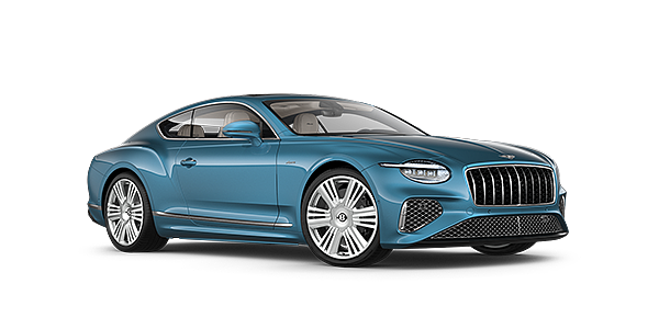 Bentley Casablanca New Bentley Continental GT Azure coupe front three quarter in Light Windsor Blue paint